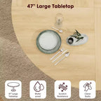 Tavolo da pranzo rotondo da 47" per 4 persone, ripiano portaoggetti a 2 livelli con anta scorrevole, nero/marrone/rovere