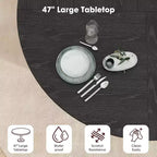 Tavolo da pranzo rotondo da 47" per 4 persone, ripiano portaoggetti a 2 livelli con anta scorrevole, nero/marrone/rovere