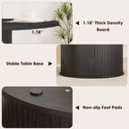 Tavolo da pranzo rotondo da 47" per 4 persone, ripiano portaoggetti a 2 livelli con anta scorrevole, nero/marrone/rovere