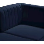 Poltrona senza braccioli in velluto blu navy, seduta singola