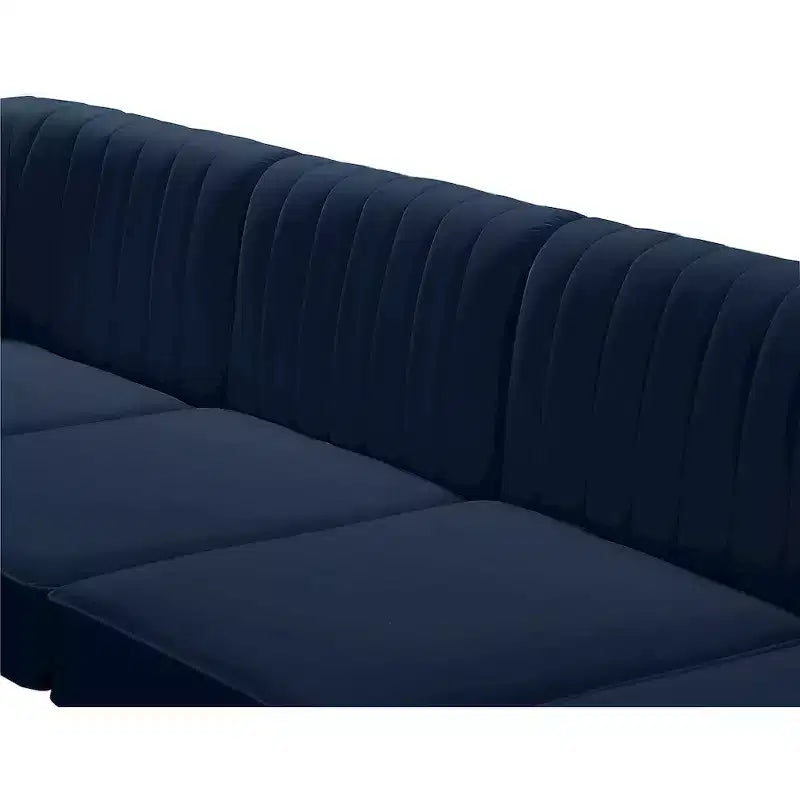 Poltrona senza braccioli in velluto blu navy, seduta singola