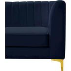 Poltrona senza braccioli in velluto blu navy, seduta singola