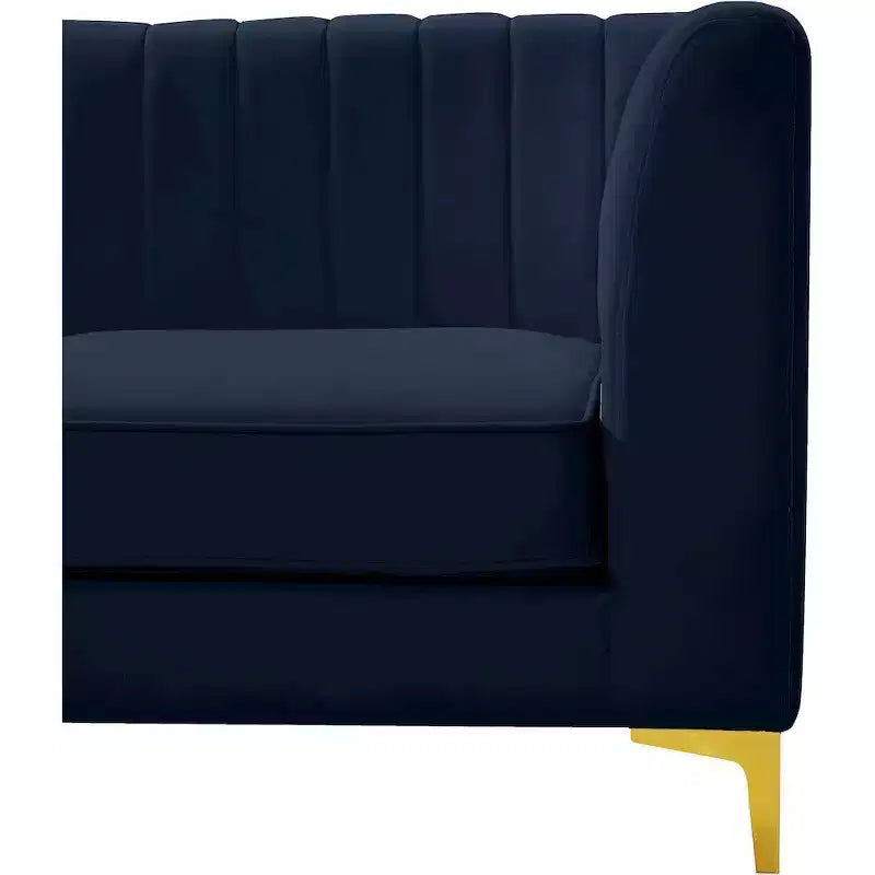 Poltrona senza braccioli in velluto blu navy, seduta singola
