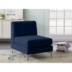 Poltrona senza braccioli in velluto blu navy, seduta singola