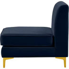 Poltrona senza braccioli in velluto blu navy, seduta singola