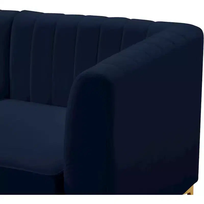 Poltrona senza braccioli in velluto blu navy, seduta singola