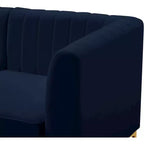 Poltrona senza braccioli in velluto blu navy, seduta singola