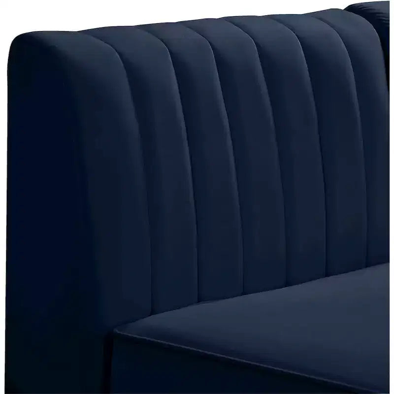 Poltrona senza braccioli in velluto blu navy, seduta singola